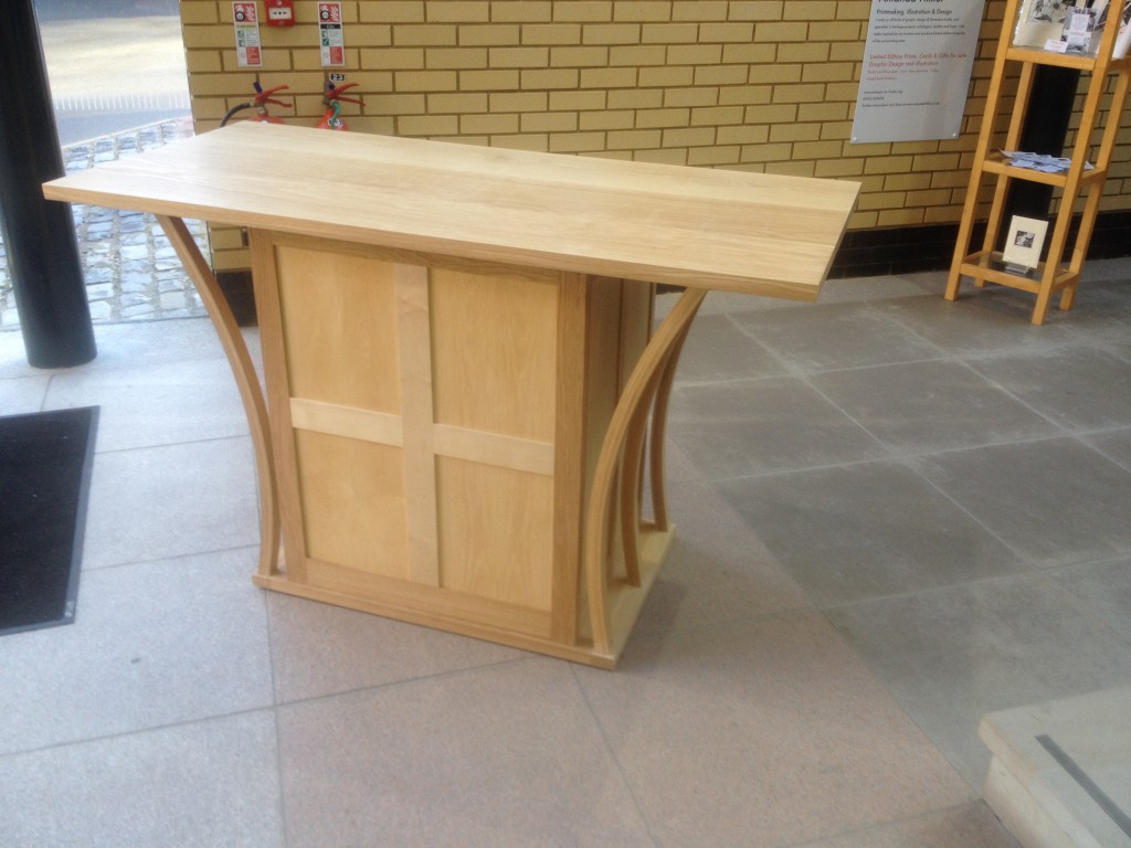 The Altar for St Marys Wythall Birmingham in European Oak with the cross in Sycamore